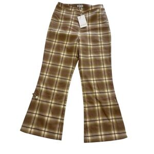 Petite Studio NWT Brown Plaid Buvette Pearl Cropped Pants – Size S